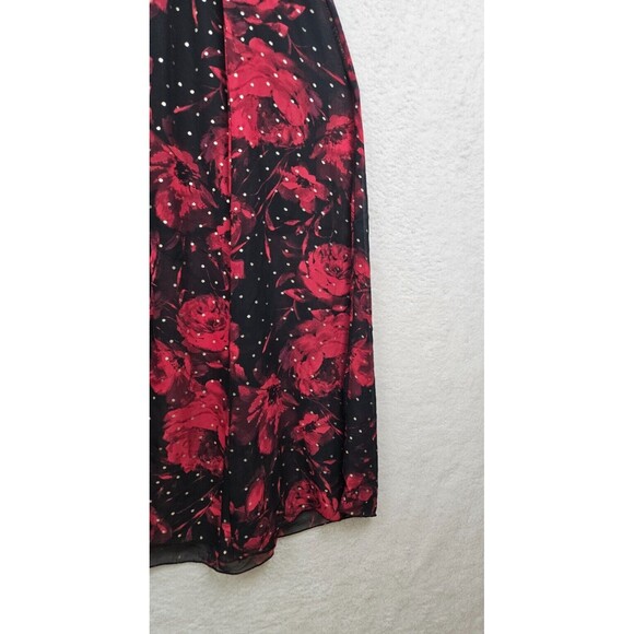 AlexaB Women Dress 10 Black Floral Print 100%Polyester Sleeveless Fit Flare Maxi - Picture 14 of 16